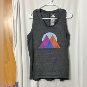 The North Face Gray Tank Top with Geometric Mountain Design Size Large
